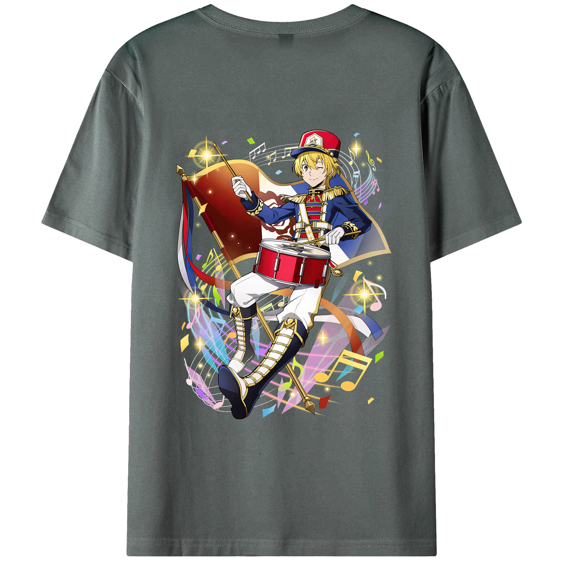 （画像用） 文豪ストレイドッグス Bungo Stray Dogs 綿100％ メンズ半袖Tシャツ（バックプリント） 通気性